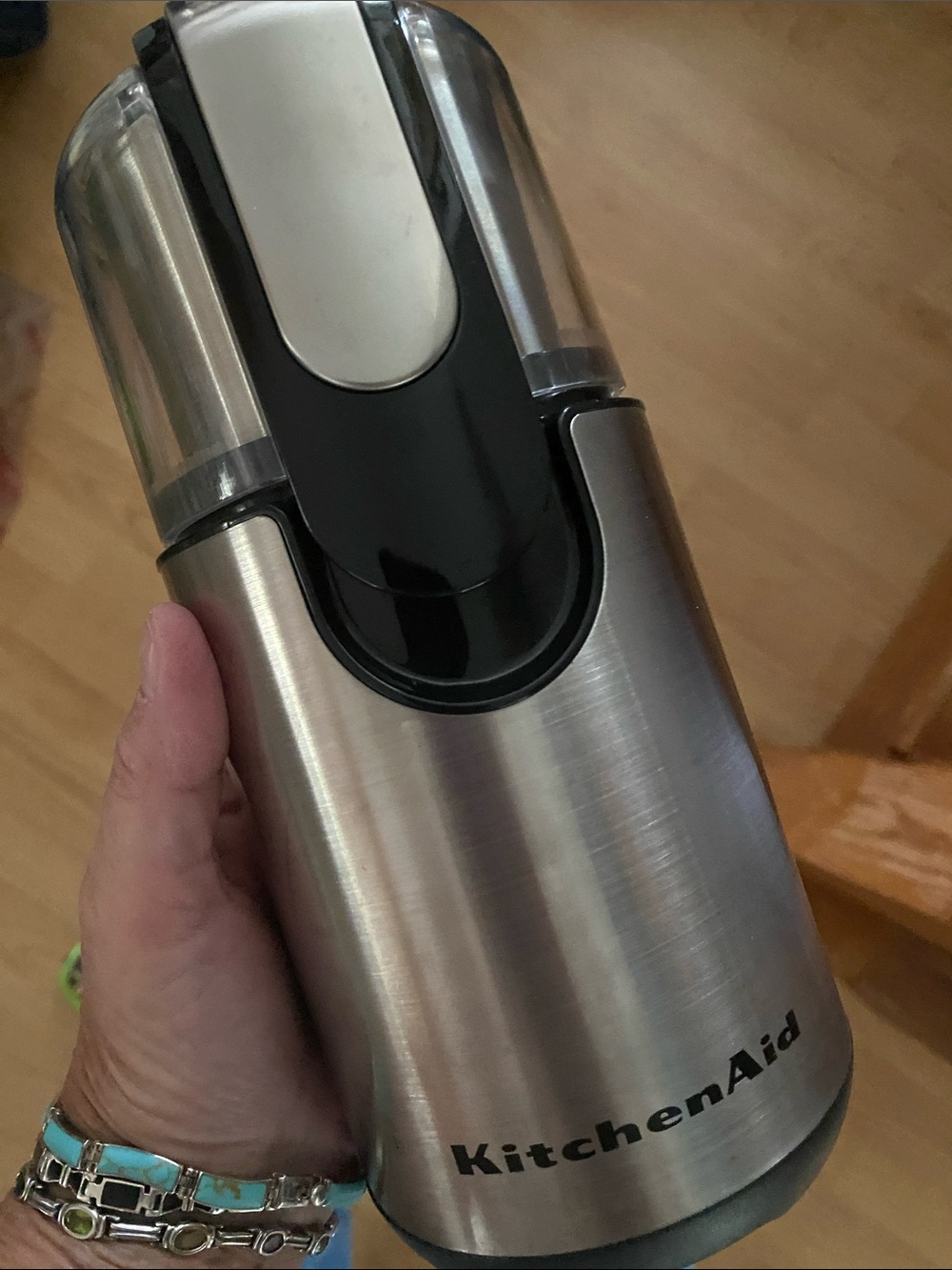 KitchenAid Stainless Steel and Black Electric Coffees /spices Grinder Excellent